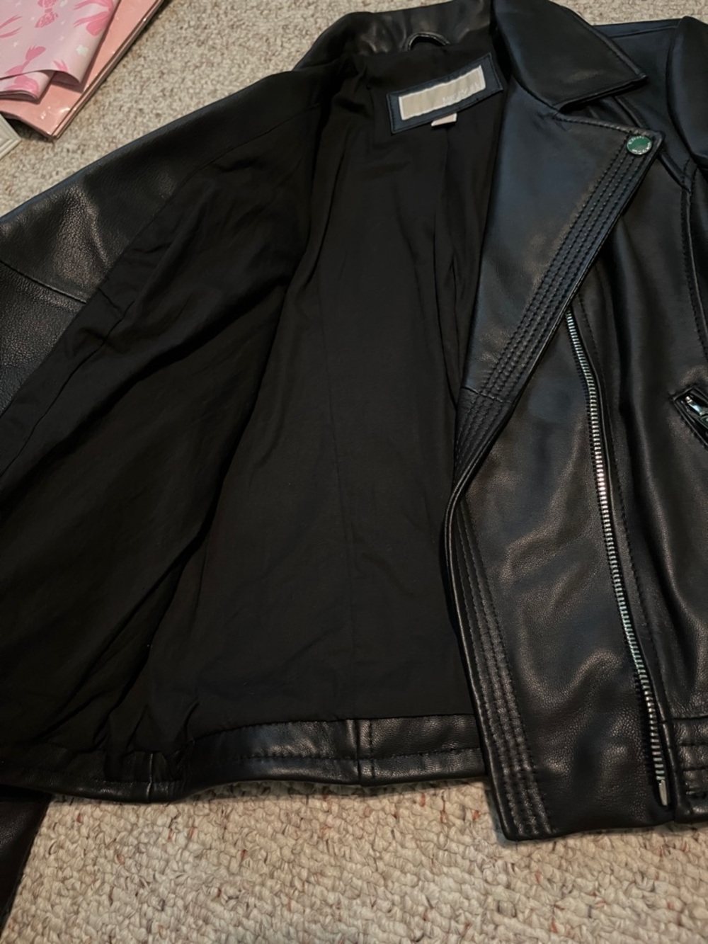 NWT Michael Kors Leather Moto Jacket - Picture 8 of 9